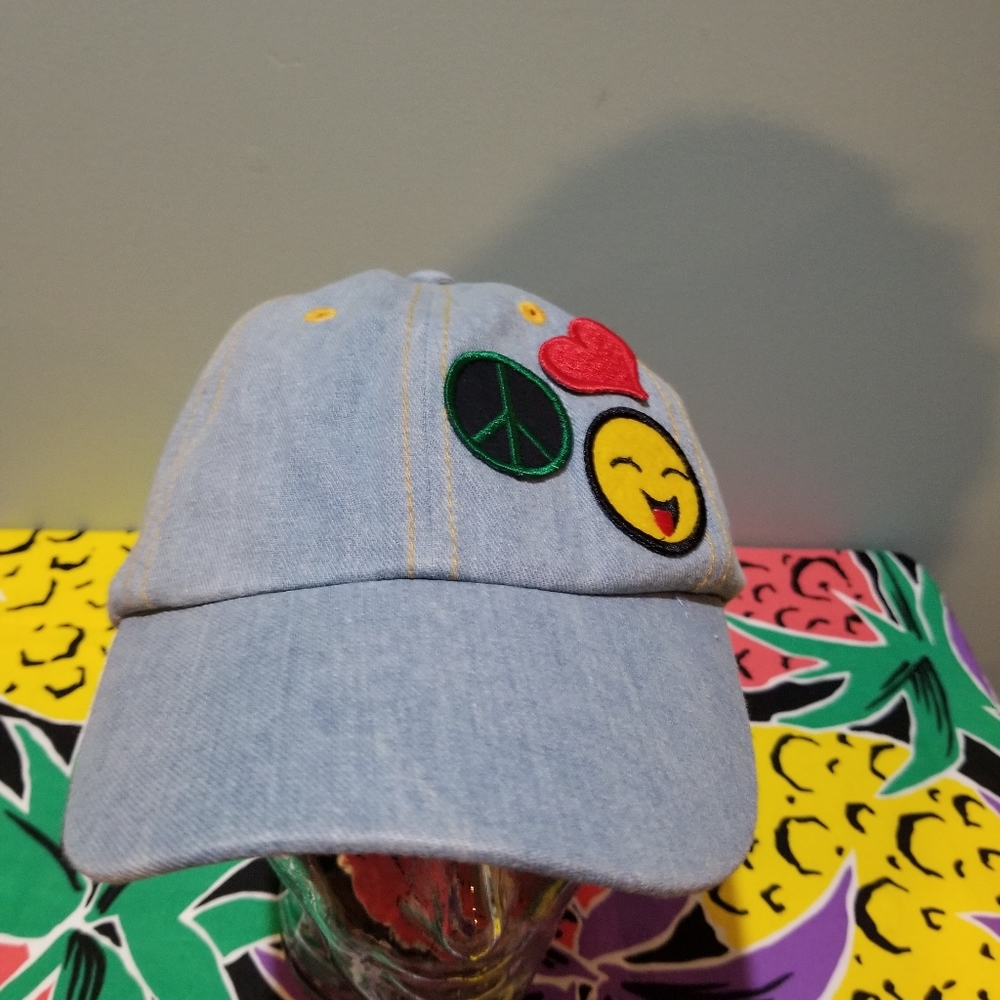The accessory collective denim patch emoji hat
